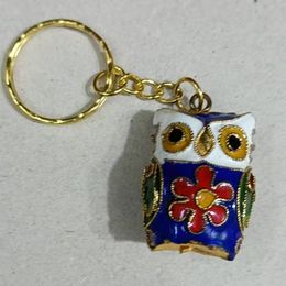 10pcs Cute Animal Owl Key chain Keyring Cloisonne Enamel Filigree Jewelry Chinese style Fancy Keys Holders Birthday Party Gift for guest Kids Women