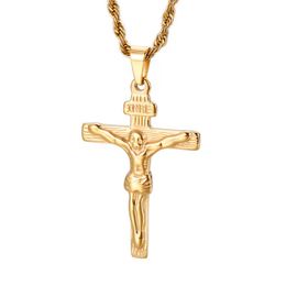 Pendant Necklaces Jesus Cross Redemption Fashionable Men's Stainless Steel Charm Necklace Jewelry