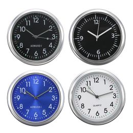 Wall Clocks Mini Quartz Vehicle Fashion Car Stick-On Clock Circular Luminous Analog Watch For Desk Automotive Decoration