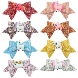 2021 new About 3Inch Kids Girls Hair Barrettes Unicorn Rainbow Floral Sequins Hair Clippers Mermaid Clips Hair Sticks Accessories