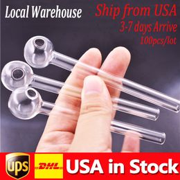100pcs/lot Great Pyrex hookah Glass Oil Burner Smoking Pipe thick clear tube nail somking pipes water pipes STOCK IN USA