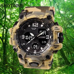 Wristwatches SHIYUNME Digital Watch Men Camouflage Rubber Strap Military Watches Sports Quartz Clock Male Reloj De Hombre