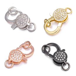 Riversr CZ Micro Pave Lobster Clasp White Pink Yellow Gun Black Copper Zircon Necklace Bracelet Connector Fasteners DIY Jewelry Accessories