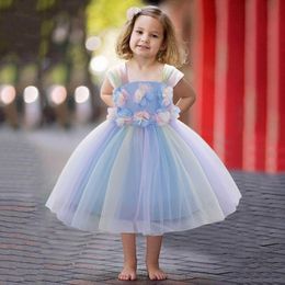 Rainbow Princess dreese for Kids Girls Bridesmaid Pageant Gown Birthday Party dresseses Elegant wedding Costume Q0716