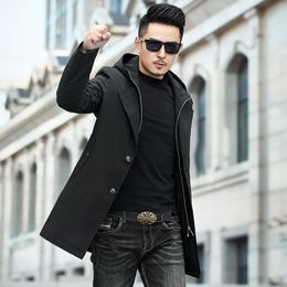 Men's Trench Coats 2021 Autumn Coat Medium Long Windbreaker Thickened Korean Casual Spring And Handsome