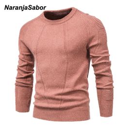 NaranjaSabor New Autumn Winter Pullover Solid Color Men's Sweater O-neck Geometry Sweater Men Casual Fashion Slim Sweaters N692 Y0907