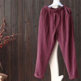 oversize 5XL women cotton linen pants lady linen pants good quality Spring cotton hemp women Leggings loose casual Harem Pants Q0801