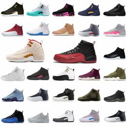 Top 12 cesta sapatos casuais 12s mens esportes sneakers universidade ouro indigo negro preto concord cny cereja ginásio vermelho Alto treinadores com keychain tamanho 40-47 u7yq #