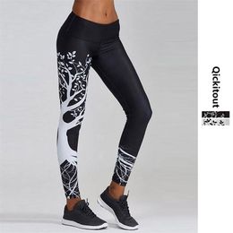 Fashion Fitness Printed Leggings Women Push Up High Waist 3D Digital Tree Print Slim Polyester Harajuku Legging XS-XL 211215