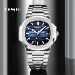 TESEN DESIGN Top Brand Luxury Men Automatic Mechanical Sports Watches Male Military Steel Luminous Hand AAA Nautilus Wristwatch 210728