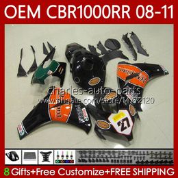 OEM Black orange Body For HONDA Fairings CBR 1000 CBR1000 RR CC 2008-11 60No.156 CBR 1000RR CBR1000RR 08 09 10 11 CBR-1000 1000CC 2008 2009 2010 2011 Injection Bodywork