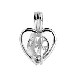 Kissing Lovers Cage Pendant Lockets Romantic Valentines Gift Heart Shape 925 Sterling Silver 5 Pieces