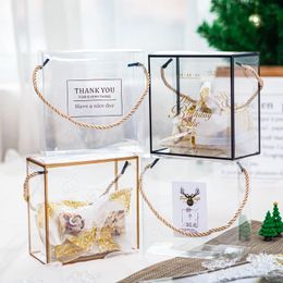 New Year Decor Nougat Gift Portable Packaging Box Transparent Snowflake Crisp Candy Boxes Christmas Decoration