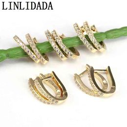 10Pairs, Fashion Gold Colour High Quality Hoop Earrings,White CZ Pave Trendy Accessories for Women DIY Jewellery