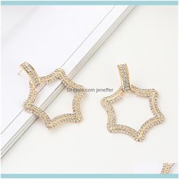 Charm Jewelryfactory05Oc Pendant Geometric Diamond Hexagon Star Full With Exaggerated Gold Plated Micro Zircon Earrings Drop Delivery 2021 L