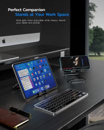 Tablet Stand, Fully Adjustable Foldable Desktop Stand Holder black