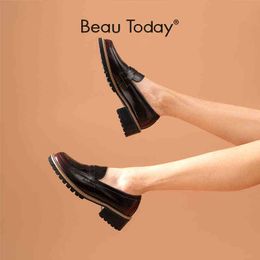 Women's Frosted Cow Leather Casual Shoes Round Toe Without Shoelaces Retro Flat Handmade Suitable for Autumn and Winter 2 9