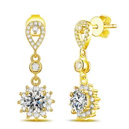 Womens Earrings Dangle crystal silver plated sunflower set Diamond Platinum drop style