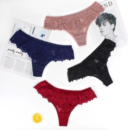 DHL Kvinnor Sexig Lace Underkläder Frestelse Lågmidja Panties Broderi Thong Transparent Hollow Out Underkläder Kvinna G String