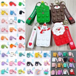 fidget toy keychain Canada - Fidget toys Solid Rainbow Color Mini Bubbles Bag Sensory Rubber Silicone Purse Key Ring Bubble Puzzle Cases Wallet Coin Bags Keychain gifts