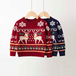 Christmas Sweater For Boys and Girls Knitted Clothes Pullovers Red Christmas Tree Snow Deer Children's Clothing Knit Sweaters Y1024