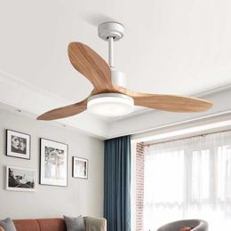 Ceiling Fans Modern Nordic Wood Fan Lights 42 48 52 Inch For Home Living Room Dining Bedroom Led Lamp