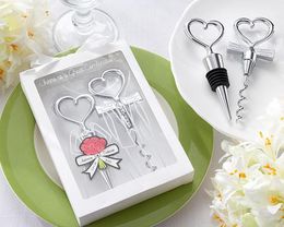 20sets 40pcs Wine Bottle opener Heart Shaped Great Combination Corkscrew and Stopper Heart-Shaped Sets Wedding Favours Gift CCE13203