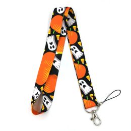 100pcs Halloween Pumpkin simple Neck Lanyard keychain Mobile Phone Strap ID Badge Holder Rope Key Chain Keyring Accessories Gift