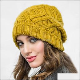 Beanie/Skl Caps Hats & Hats, Scarves Gloves Fashion Aessories Winter Women Hat Autumn Handmade Female Warm Cap Knitted Beanie Woman Bonnet F
