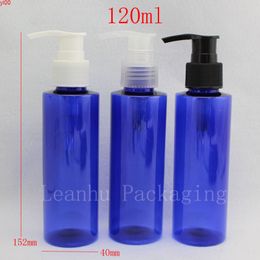 120ml 40pc/lot empty blue PET bottle, plastic cosmetic packaging with dispenser,shampoo lotion pump bottles,lotion cream