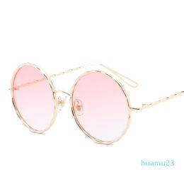 Pink Lens Gothic Round Sunglasses For Man2021Tennis Polarised Gold Stainless Frame Outdoor Steampunk Designer Glasses Vintage With Case