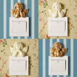 Resin Angel Figurine Wall Decor Socket Switch Sticker Home Decoration Hanging Craft Home Switch Wall Light Socket Stickers 210705