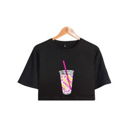 be well received Ice Coffee Splatter T-shrit Charli D'Amelio T Shirt Girl Sexy charli damelio merch O-neck Crop Short T-shirts Y0621