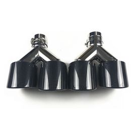 2 pcs: Universal Akrapovic Dual Exhaust Muffler Tips Glossy Carbon Fiber + Stainless Steel Auto Exhausts End Pipes