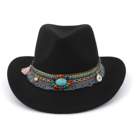 Fedoras Female Male Western Cowboy Top Hats Felt Fedora Hat for Men Women Winter Panama Jazz Caps Woman Man Wide Brim Cap Wholesale