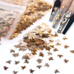 autumn leaves art UK - Nail Art Decorations Sparkly Mirror Sequins Metallic Leaves Glitter Flakes For Manicure Autumn Winter Xmas Supplies RK140165