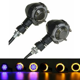 2Pcs Water Flowing Motorcycle LED Turn Signal Blinker Light Flasher Lamp Accessories - White