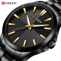 Curren Men Watches Luxury Branded Stainless Steel Fashion Business Mens Watch Quartz Wristwatch Man Clock Waterproof Q0524