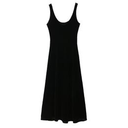 Spring And Summer Women Clothing Simple And Versatile Slimming Sleeveless Velvet Female Dress 210520