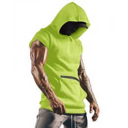 Mens Designer Hoodies Tank Top Sleeveless Muscle Gym Sport Slim Vest Bodybuilding Hooded Hip Hop Streetwear Workout Elastic Men Tanks Tops