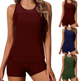 Women's Swimwear Sexy Women Tankini Swimsuit Tummy Control Top With Shorts Two Piece Bathing Suit Swimming Bikinis Vikinis Para Mujer 2021