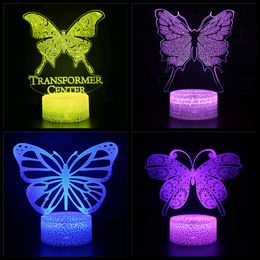 Insekten Schöner Schmetterling 3D Nachtlicht 7 Farben 16 Farben Fernbedienung Mädchen Geschenk Paar Desktop Dekoration LED Tischlampe