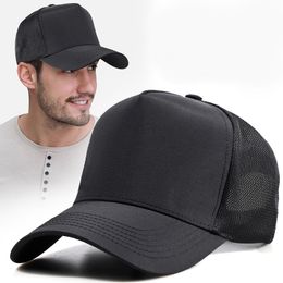 Big Head Man Large Size Mesh Baseball Hats For Men High Crown Outdoors Plus Size Sport Caps Dad Oversize Trucker Cap 60-65cm 220224