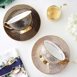 Modern Ceramic Coffee Cup Milk Mug Saucer Fashion Luxury Porcelain Teacup Home Office Tea Set Handmade Cups Saucers &
