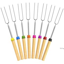 NEWStainless Steel BBQ Marshmallow Roasting Sticks Extending Roaster Telescoping ZZD11675