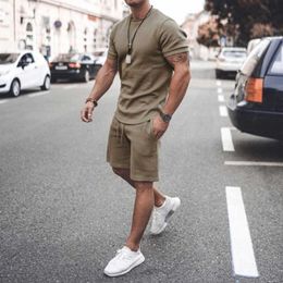 Oversized Men's Tracksuit Clothing Suit For Fitness Quick-Drying Running Shorts t-shirt Muscle Jogging Man Summer Clothes Set X0909