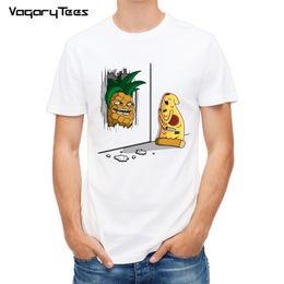 Newest Funny Pineapple&pizza Design Printed T-Shirt Fashion Cartoon yummy food T Shirt Summer Men's Novelty Cool Tee Shirt Tops 210324