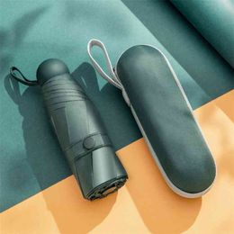 Sun umbrella sunscreen anti-ultraviolet sunny and rain dual-use female five-folding capsule small portable sunshade 210721