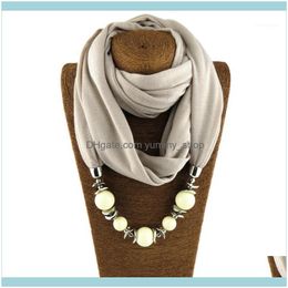 Pendant Necklaces & Pendants 10 Colours Fashion Scarf Beads Pendent Jewellery Statement Maxi Necklace Women Muffler Neckerchief Bijoux1 Drop De