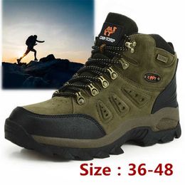 Large Size 48 Hiking Boots Men Summer Winter Outdoor Warm Fur Non Slip Fashion Women Footwear Boys Outdoor Work Ankle Boot Fall 220120